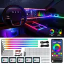 Dreamcolor Acrylic Interior Car LED Strip Light with Wireless APP, RGB 18 in 1 with 175 inches 600 LEDs Fiber Optic Car Ambient Lighting Kits, Dual Zone Sound Active Function LED Strip for Car image 0