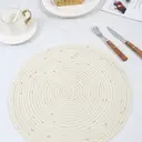 Daikin Lot de 6 sets de table ronds 38 cm en polyester, beige, tissés à la main en coton, nettoyables à l’essuyage, à paillettes, pour fêtes de fin d’année, mariage image 4