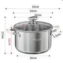 Maxcook 4.3L 304 Stainless Steel Stock Pot (22cm) With Glass Lid and Silicone Handles, Soup Pot for Induction Cooktop, Compatible with All Cooktops MCT1149 image 3