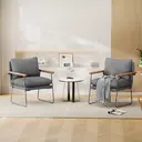 Ckaff Fauteuil à Oreilles XL pour Salon 65 x 62 x 83 cm, Fauteuil Lounge/Relax avec Cadre Métallique, Revêtement en Tissu Bouclé (Velours Côtelé), Gris, 1 Pièce image 6