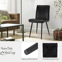 CLIPOP PU Dining Chairs Set of 2 Upholstered Kitchen Chairs with Backrest and Sturdy Metal Legs, Lounge Reception Counter Chair for Home Dining Living Room Bedroom Restaurant (2, Black) image 5