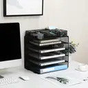 Senhoglb Organisateur de bureau format A4 en maille à 5 niveaux avec tiroir - Noir image 5