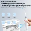 Nettoyeur dentaire portable H2ofloss avec 6 modes, 5 bouchons, batterie 2500mAH, réservoir 570ml, étanchéité IPX7, couleur blanche image 6