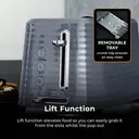 Tower T20083GRY Saturn 2-Slice Toaster with 7 Browning Levels, Defrost/Reheat/Cancel, Grey image 4