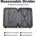 British Traveller 24" Medium Suitcase with 4 Wheels Lightweight ABS+PC Hard Shell Suitcase Hold Check-in Luggage Built-in TSA Lock(Black, 64cm) image 6