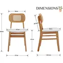 chairus Rattan Dining Chairs Set of 2 Kitchen Side Chairs with Wood Legs for Dining Room, PU Leather White image 1
