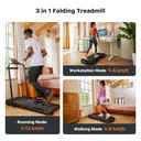 Mobvoi Tapis de course SE pliable 3-en-1, IA intelligente, 2,5 CV, compact, sous bureau, télécommande, application TicSports, rangement facile, 120 kg, 12 km/h, noir image 2