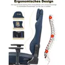 SYMINO Chaise de jeu ergonomique en cuir PU vintage avec support lombaire 3D et inclinable 90-155° - Bleu image 7