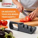 Aiguiseur de couteaux à angle réglable en trois étapes LIFEPAL, système d'affûtage professionnel 14-24°, convient aux couteaux de cuisine, aux couteaux de poche et aux ciseaux image 1