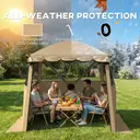 Outsunny 2 x 2 m Pop Up Gazebo with Awning, Waterproof Instant Shelter for Garden BBQ, Fishing, Camping, Easy Setup Garden Gazebo with Sides, Mesh Windows & Carry Bag, Khaki image 5