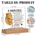 Alphynix 1 pc plaque mère-fils française, "MON FILS" cadeau en acrylique avec motif lionne et lionceau, présente des citations en lettres rouges "SI J'AVAIS...JE T'AIME" sur un socle en bois, souvenirs émotionnels de relations à distance image 9