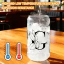 Alphynix 1pc Modern Glass Cup, 500ml Tall Iced Coffee Glass with Monogram "G" Design, Bamboo Lid & Straw, Cold Drink Tumbler for Iced Tea, Juice, Boba image 4