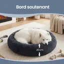 SONGMICS Panier pour chien en peluche en forme d’anneau avec housse amovible lavable gris foncé - 140 x 20 cm image 5