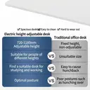 ochama Electric Standing Desk, White, 120*60cm, Full Board Tabletop, 2-Level Memory Height, 70KG Load Capacity, UK Standard & CE Dual Certification, Eco-Friendly Tabletop, Desk for Office / Study / Gaming image 5