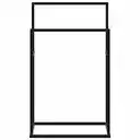 2-Tier Single-Rod Standing Towel Organizer Black Metal Freestanding Rack Double-Layer Holder for Bath Linens & Blankets image 3