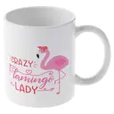 Alphynix 1pc 11oz White Mug with "CRAZY Flamingo LADY" Bold Quote & Pink Cartoon Flamingo, Playful Tropical Christmas or Thanksgiving Gift image 3