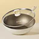 COOKER KING Wok antiadhésif 32 cm avec couvercle en verre, revêtement antiadhésif titane, sans PFOA, compatible induction image 0