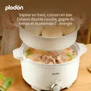 Plodon 1000 W 2,8 L Multifonctionnel Anti-adhésif Marmite électrique avec cuiseur vapeur Cuiseur électrique de voyage Fondue avec double contrôle de puissance pour nouilles ramen/pâtes/œufs/soupe/flocons d'avoine image 3