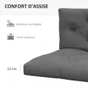 Outsunny Ensemble de 2 coussins pour canapé grand confort dim. 120L x 80l x 12H cm polyester gris image 4