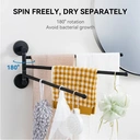 Auralum Lot de 2 barres de serviettes de salle de bain en acier inoxydable, 3 bras, pivotantes à 180° image 2