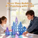 Tokky 128-Piece Magnetic Tiles Ice Kingdom Theme Ice Crystal Blue Translucent Castle Building Set Strong Magnetic Structure STEAM Enlightenment ABS Safe Material Color Box Packaging G013 image 2