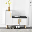 CLIPOP Shoe Cabinet with Seat Cushion, Shoe Storage Bench for hallway, Adjustable Compartment and Wooden Legs, 80 * 35 * 70 cm, White image 1