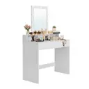 Ochama x SONGMICS Dressing Table, LED Lights with Adjustable Brightness, Vanity Table with Mirror, 2 Drawers and 3 Compartments, Makeup Table, Modern, White image 1