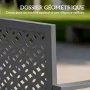 Banc d'extérieur en métal Outsunny, banc 2 places avec dossier géométrique antirouille et accoudoirs, siège de patio pour balcon, terrasse, parc, gris foncé image 5