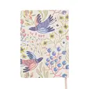 JUBILUU Carnet ligné A5 à couverture rigide en tissu floral 96 pages - Spring Birds image 1