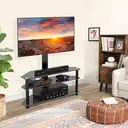 Corner TV Stand for 32-70 inch LED LCD OLED Plasma Flat Curved TVs, Height Adjustable TV Cabinet With Bracket up to 40kgs, Swivel TV Floor Stand with Tempered Glass Shelves Max VESA 600x400mm image 1