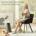 CLIPOP 360° Swivel Dining Chair Velvet Upholstered Desk Chairs without Wheels Ergonomic Office Chair with Arms and Metal Legs for Home Study 0197-s deep black 54.5*46*80 cm image 3