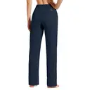 Willit Women's Cotton Sweatpants Open Bottom Yoga Sports Straight Leg Pants with Pockets Navy Blue L image 2