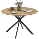 HOMCOM Table à manger ronde pour 4 personnes table de cuisine 120 cm style industriel avec plateau aspect bois et piètement croisé en acier, chêne image 0