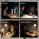 HOMCOM Lampe de bureau LED lampe de table dimmable 5 modes de couleur 10 niveaux de luminosité, protection des yeux, tête orientable, hauteur ajustable, minuterie, port USB, support téléphone, noir image 7