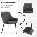 CLIPOP Occasional Dining Chairs Set of 2 Faux Leather Padded Kitchen Chair Accent Armchair with Backrest and Metal Legs, Lounge Living Room Reception Chairs 0224 grey 56*50*89 cm image 7