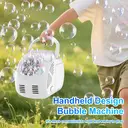 Portable Handheld Automatic Bubble Maker - White, Electric Bubble Maker, Easy to Use/Handle, LED Lights for Party/Outdoor Fun, Gift/Christmas Surprise image 2