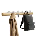 KAPANOU Porte-manteau mural en bois avec 6 crochets en métal robustes - Blanc image 0