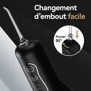 Sunluxy Hydropulseur Dentaire Portable Sans Fil, 140 PSI, Flux d’eau Pulsé Haute Pression, 4 Modes, Réservoir d’eau Amovible 260 ml, Autonomie de 50 Jours, Fonction Mémoire Intelligent, 3 Types de Buses, Design Léger Optimisé pour le Voyage, L5 Noir image 5