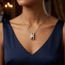 ALAIN MICHAL Intertwine S925 Collier en Argent Sterling - Finition Givrée avec 43 Diamants Synthétiques Blancs, Pendentif Statement image 2
