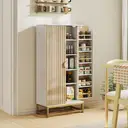 HOMCOM Buffet cuisine, meuble cuisine rangement, vaisselier moderne avec 12 étagères à portes, étagères réglables et double porte à lattes, pour salle à manger, salon, 58x29x119,5cm, blanc image 1