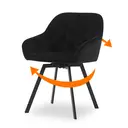 CLIPOP 360° Swivel Dining Chair Velvet Upholstered Desk Chairs without Wheels Ergonomic Office Chair with Arms and Metal Legs for Home Study 0197-s deep black 54.5*46*80 cm image 0