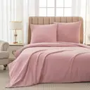 MEEALLHOME Parure de lit en flanelle lavée rose - 1 housse 135 x 200 cm et 1 taie 80 x 80 cm image 2