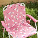 AIYAPLAY Kids Patio Table and Chair Set, Kids Garden Furniture with 2 Folding Chairs and Removable Umbrella, Unicorn Theme Portable 4-Piece Bistro Set for Garden, Pink image 2