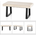 CLIPOP Upholstered Dining Bench, 100 cm Velvet Padded Seat, Ottoman Bench Hallway Bench with Sturdy Metal Legs, Dining Room Bench Seating for Entryway Living Room Bedroom Cream image 7