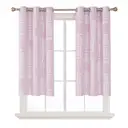 Deconovo Lot de 2 rideaux occultants avec motif argenté à petits carreaux, L 107 x H 160 cm - Rose image 1