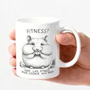 Alphynix 1 Mug blanc 33cl avec jeu de mots "Fitness : un cookie entier dans ma bouche" et hamster mignon, cadeau de Noël ou Thanksgiving spirituel pour gourmets,Le cadeau de la saint-valentin, cadeau d’anniversaire image 2