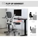 HOMCOM Draughtsman Chairs with 4D Lumbar Support, Ergonomic Mesh Tall Office Chair with Flip-up Armrests and Adjustable Footrest, 360 Degree Swivel Task Stool, Home Office, Charcoal Grey image 5