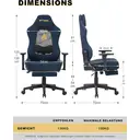 SYMINO Chaise de jeu ergonomique en cuir PU vintage avec support lombaire 3D et inclinable 90-155° - Bleu image 2