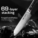 WANGMAZI Couteau de chef Santoku en acier Damassé, polyvalent pour trancher viande et légumes, outil de chef compact, essentiel et efficace pour la cuisine à domicile image 2