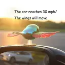 Simulation Flying Bird Motorcycle – Wind-Powered Car Ornament with Realistic Flapping Wings, Aerodynamic Design for Sunroof, Window & Handle Use (Blue),blue image 3